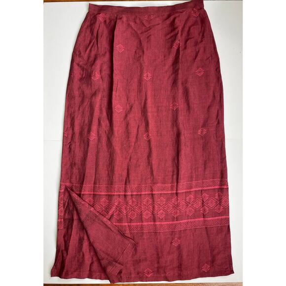 Nordstrom Linen Midi Skirt Size Large 32'' Waist Woven Boho Summer - Picture 3 of 10